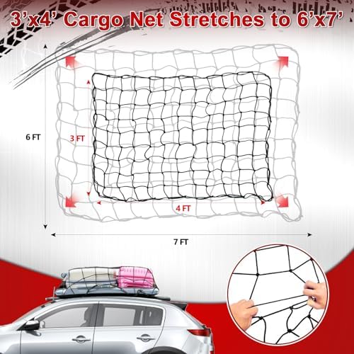 3' x4' Truck Cargo Net Stretches to 6' x 7' - Image 2