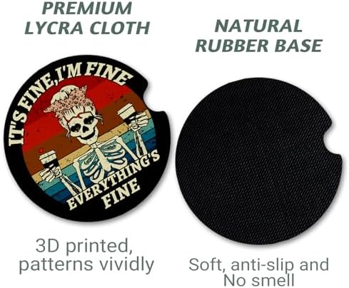 Yonlevres Car Coasters for Cup Holders, Skeleton Skull, 2 Pack - Image 5