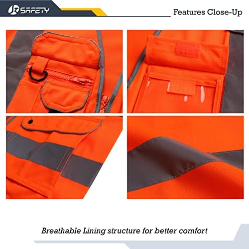 JKSafety Safety Vest for Men Women Reflective Hi Vis JK150 Orange L - Image 2