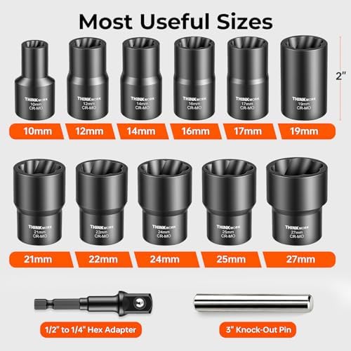 13-Piece Lug Nut Removal Tool, 1/2" Drive Wheel Lock Removal Kit - Image 2