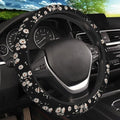 KARREAL Black and White Daisies Elastic Steering Wheel Cover by Unknown