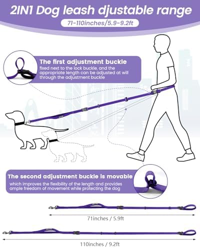 Hands Free Dog Leash with Seatbelt Set, Waist & Crossbody 33-110 lbs - Image 2