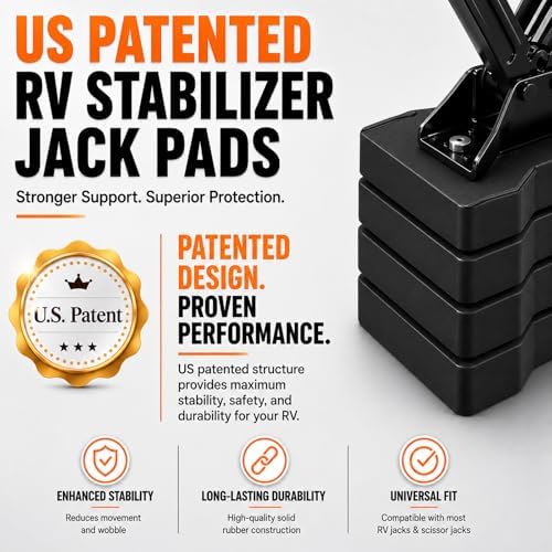 HOXWELL RV Stabilizer Jack Pads 4 Pack, Heavy Duty Solid Rubber Scissor Jack - Image 2