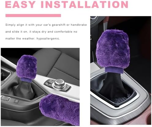 Sun Walker Fluffy Car Gear Shift Knob & Handbrake Cover, Furry Auto Hand Brake - Image 5