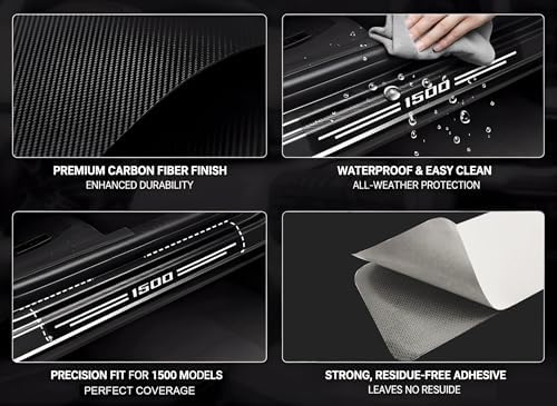 Carbon Fiber Textured Car Door Sill Protectors - Image 4