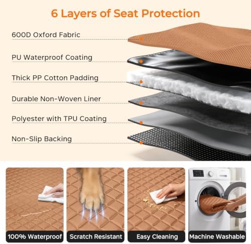 URPOWER Dog Car Seat Cover for Back Seat, Waterproof Car Seat Protector - Image 5
