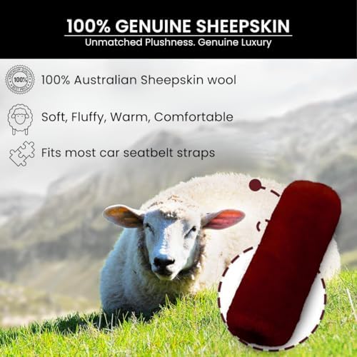 Andalus Genuine Sheepskin Car Seat Belt Cover Pad – Soft Fuzzy, Comfy Fluffy - Image 3