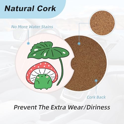 Cartoon Mushroom Frog Car Coasters - Image 4