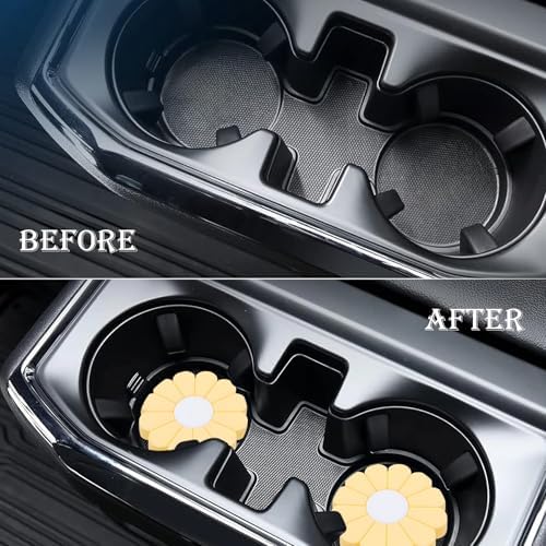 4-Pack Car Cup Holder Coaster Inserts, Daisy Shape, 2.75 Inch Non-Slip Silicone - Image 7