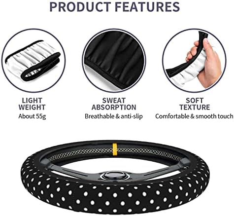 Black and White Polka Dot Steering Wheel Covers Non Slip Neoprene Steering - Image 3