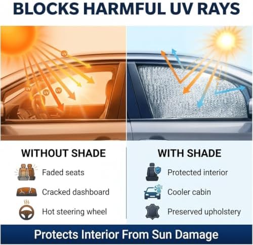 Set of 2 Custom Fit Automotive Reflective Rear Seat Side Window Sunshade - Image 4