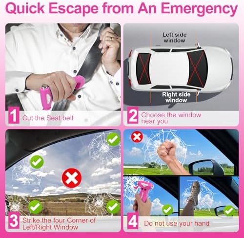 Car Safety Hammer, 3 in 1 Emergency Escape Tool - Image 5