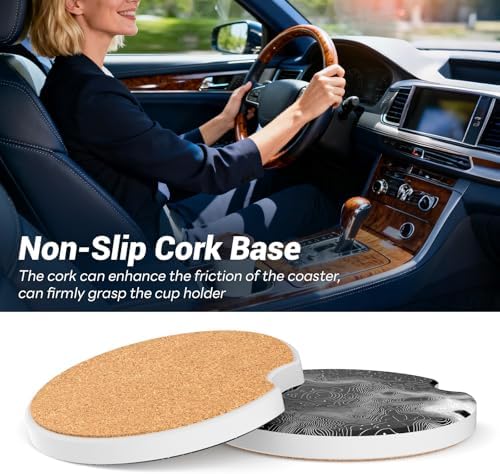2 Pack Ceramic Car Coasters for Cup Holder, 2.56 in Anti Slip Absorbent Coaster - Image 6