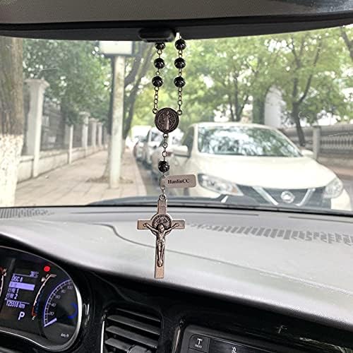 HanlinCC Catholic Car Rearview Decade Rosary St. Benedict Protection Medal - Image 4
