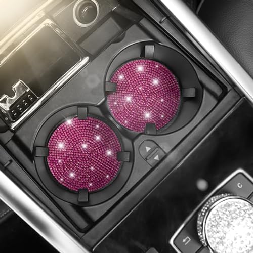 Osilly 2PCS 2.75 Inch Rhinestone Cup Holder Coasters, Rose Red - Image 5