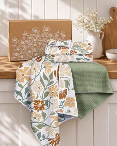3pcs Double-Sided Waffle Kitchen Towels, Vintage Botanical - Image 6