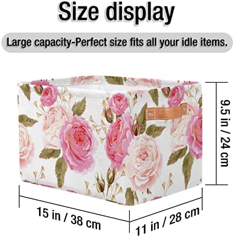 Pardick 2Pack Floral Flower Rose Large Collapsible Storage Bins - Image 2