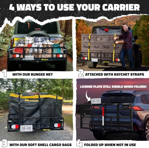 Mockins 60"x24"x14" High Rail Trailer Hitch Cargo Carrier - Image 3