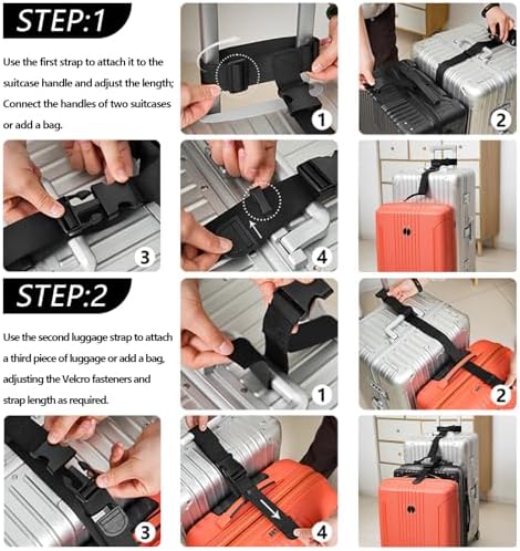BILIONE 2 Pack Luggage Connector Straps, Connect 3 Suitcases ＆ Add A Bag - Image 6
