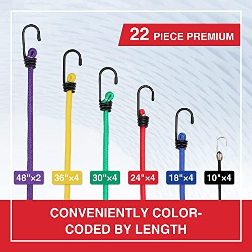 WORKPRO Bungee Cords with Hooks, Heavy Duty Outdoor Bungee Strap - Image 2