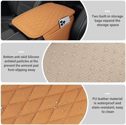 Amiss Car Center Console Cover, Upgraded Leather Car Armrest Cushion - Image 3