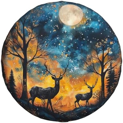 Starry Sky Deer Spare Tire Cover Wheel Protectors Weatherproof Deer Pattern - Image 2