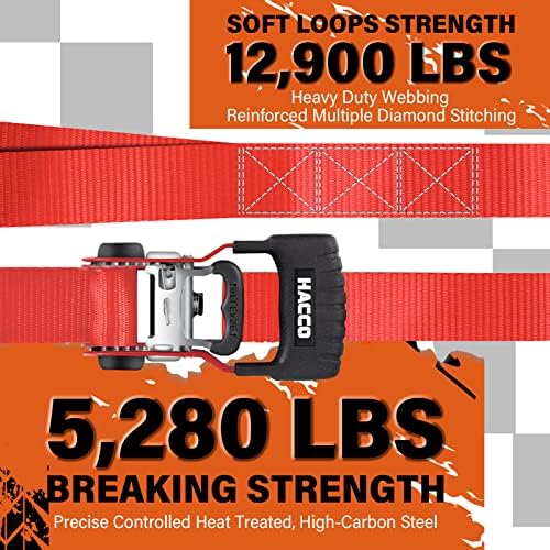 HACCOPLANET 1.6in Heavy Duty Ratchet Tie Down Straps 4PK - Image 5