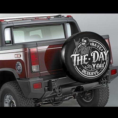 PVC Leather Spare Tire Covers for Trailers, Funny Have The Day You Deserve Rock - Image 2