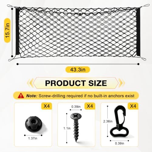 BFXM Cargo Net for SUV, 43.3"x15.7" Dual-Layer Nylon Trunk Net - Image 2