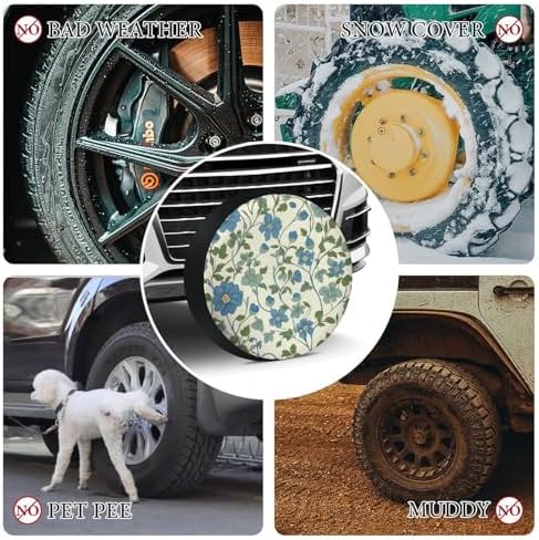 Blue Green Vintage Floral Spring Camping Spare Tire Cover Vintage Floral - Image 7