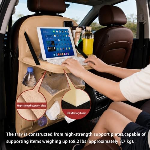 Backseat Car Organizer with Tray, 1 Pack Leather Seat Storage - Image 5