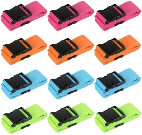 12 Pcs Luggage Straps for Suitcases TSA Approved, Suitcase Belts（4 Color） by Unknown
