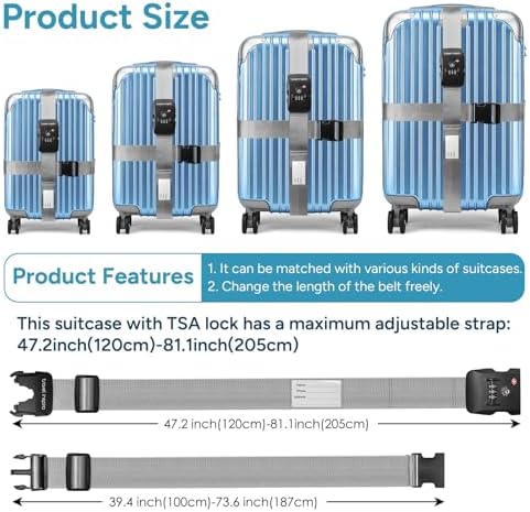 Travel Inspira Travel Belt for Luggage, TSA Approved Luggage Straps, 3-Dial - Image 4