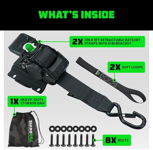Rhino USA Bed-Mounted Retractable Ratchet Straps - Image 5