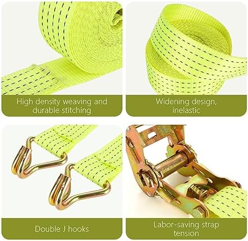 4 Pack 2 Inch Ratchet Straps Heavy Duty 20ft Tie Down Straps Ratchet - Image 3