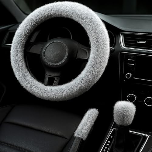 Fluffy Steering Wheel Cover 3PCS Set – Plush Fuzzy Fur Steering Wheel Cover by Unknown