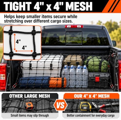 Cargo Net for Pickup Truck Bed, Heavy Duty Bungee Net - Image 6
