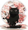 Ceramic Car Cup Holder Coasters Set of 2, 2.56 in Cute Kitten by Mengduxd