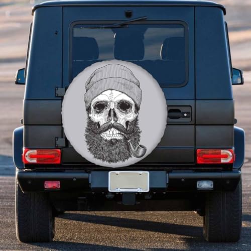 Skull Spare Tire Cover 15 inch Sailor Sea Captain Hipster Pipe Beard Skeleton - Image 4