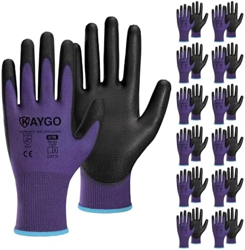 KAYGO Safety Work Gloves for Men Women, PU Coated Palm & Fingers by KAYGO