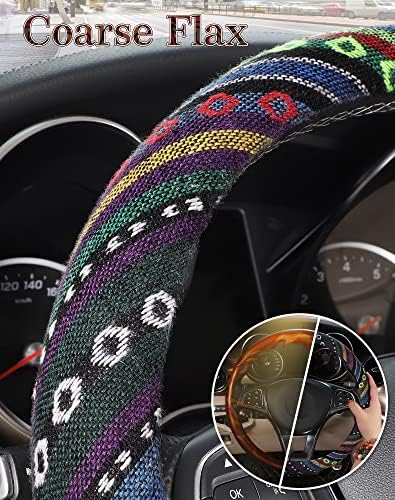 SEG Direct Boho Steering Wheel Cover, Baja Blanket Cloth, Coarse Flax - Image 4