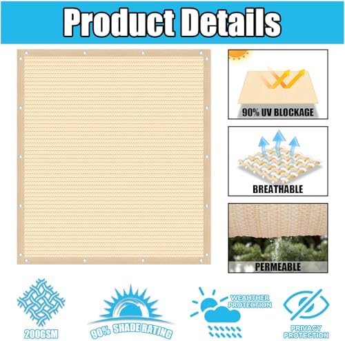 Amagenix 90% Pergola Shade Cover 10' X 14' Sun Shade Cloth - Image 3