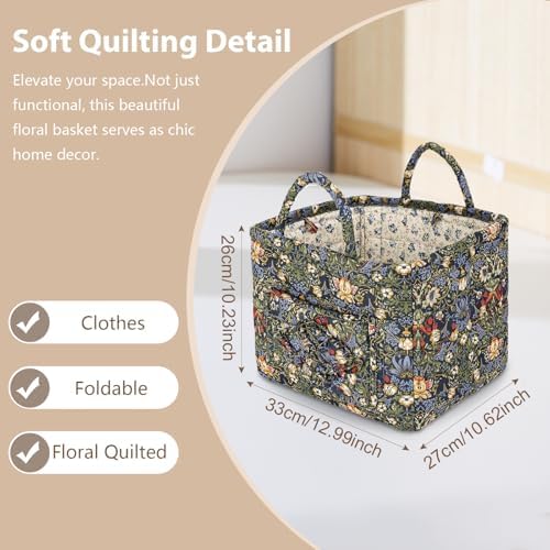 Storage Basket Boho Fabric Large Collapsible Floral Laundry Nursery Hamper - Image 6