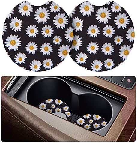 tifanso 2PCS Daisy Non-Slip Car Cup Holder Coasters by tifanso
