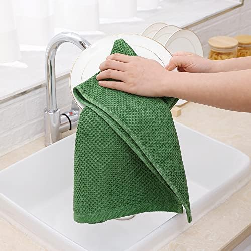 Homaxy 100% Cotton Waffle Weave Kitchen Dish Towels 6-Pack, Grass Green - Image 4