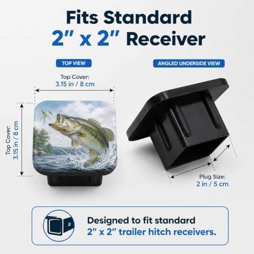 Trailer Hitch Covers Bass Fishing, Heavy Duty 2 Inch Hitch Cover - Image 2