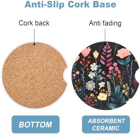 2 Pack Car Cup Holder Coasters, 2.63 Inch Anti Slip Ceramic Absorbent Coaster - Image 3