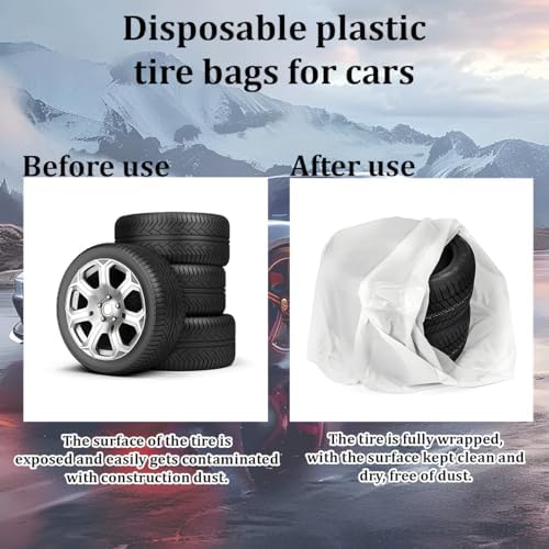 Norkmdi Car Tire Storage Bag, Polyethylene LDPE Plastic Auto Tyre Storage Cover - Image 3