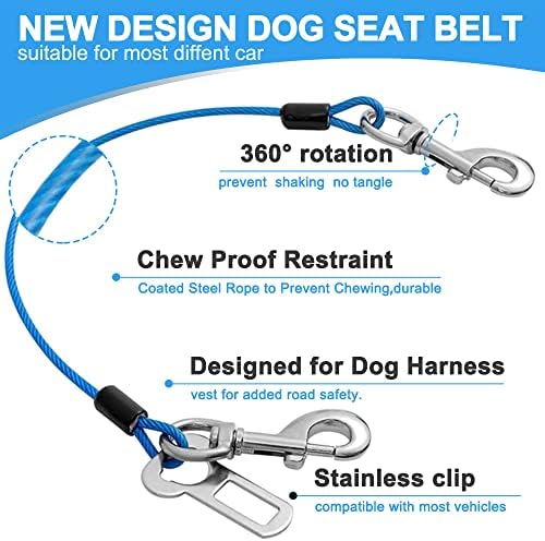 Dog Seat Belt Harness for Car, No Chew Tether Cable Vehicle Dogs Accessories - Image 4