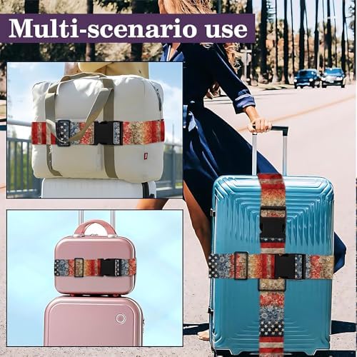 2 Pack Independence Day Luggage Straps 1.97 x 70.87 Inch Vintage Red White Blue - Image 6